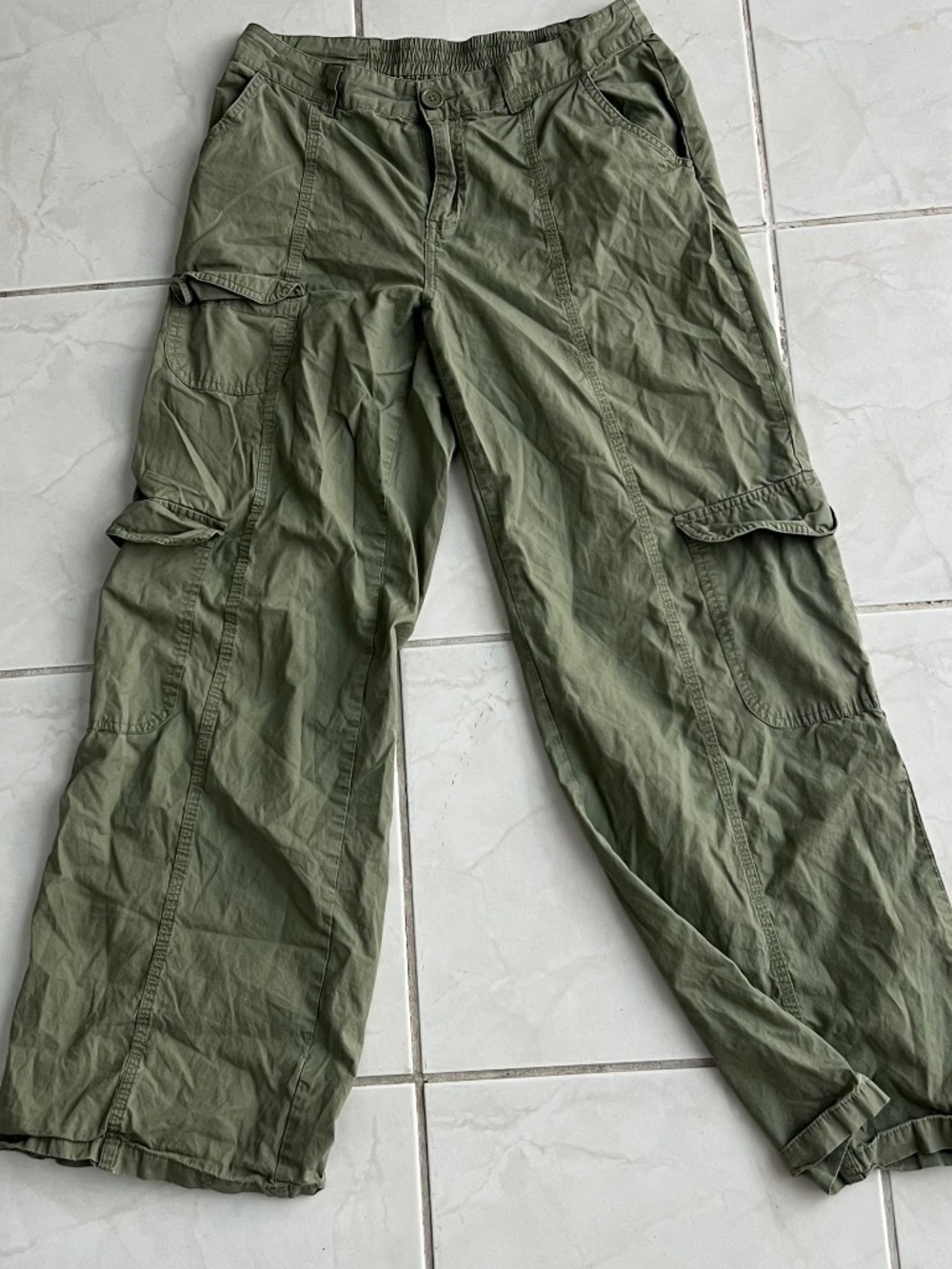 Wild Fable Army Green Lightweight Cargo Pants XS Elastic Waist Pull On